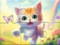 Spill Jigsaw Puzzle: Kitten With Butterfly