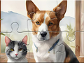 Spill Jigsaw Puzzle: Oil Painting Dog And Cat