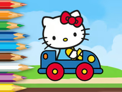 Spill Coloring Book: Hello Kitty Driving Car