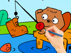 Spill Coloring Book: Fishing Squirrel