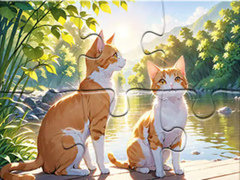 Spill Jigsaw Puzzle: Cats In Pairs