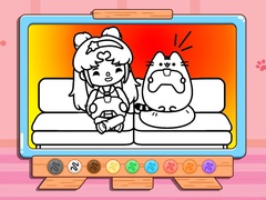 Spill Coloring Book: Toca Life With Pusheen